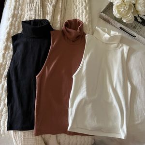 Zara Turtleneck Cropped Tank tops